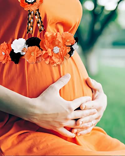 Halloween Baby Shower porodilište pojas, Mama da bude i tata da bude Corsage set igala, narandžasta crna bundeva Bat trudnoća cvijet