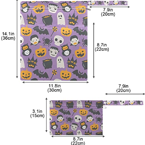 visesunny Happy Halloween 2kom mokra torba sa džepovima sa patentnim zatvaračem periva prostrana torba za pelene za višekratnu upotrebu