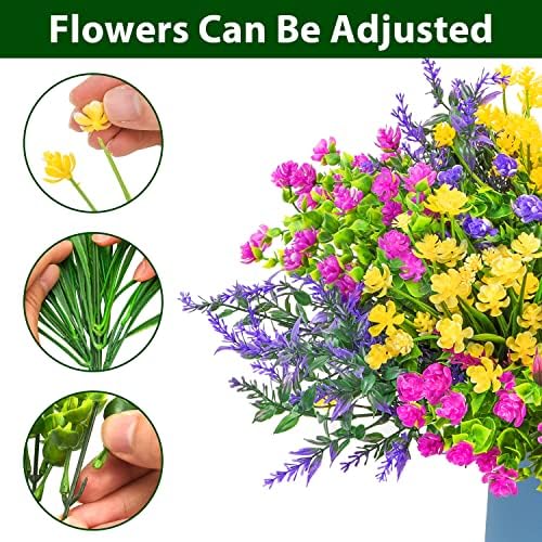 24 svežnja Vještačko cvijeće za vani 6 stil dekoracija UV otporno lažno cvijeće zelenilo grmlje biljke lažno cvijeće za dekoraciju