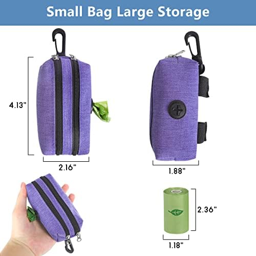 Elloni Poop Bag dozator za povodac-Poop Bag Holder 2 patentni zatvarači - torba dozator za pse, pas Poop Bag Holder povodac za povodac, izdržljiva tkanina Velcro pet torba za otpad dozator, pas torba za otpatke Holder plava