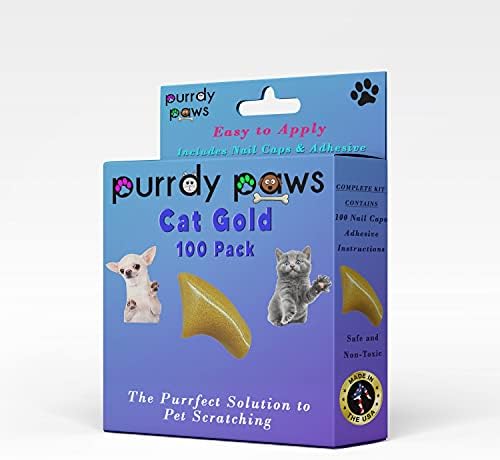 Purrdy Paws 100 pakovanja mekanih kapica za nokte za mačke kandže metalik zlato veliki