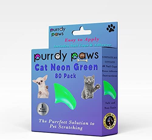 Purrdy Paws 1 year Supply meke kape za nokte za mačke neonsko zeleno mače-Extra Adhesives
