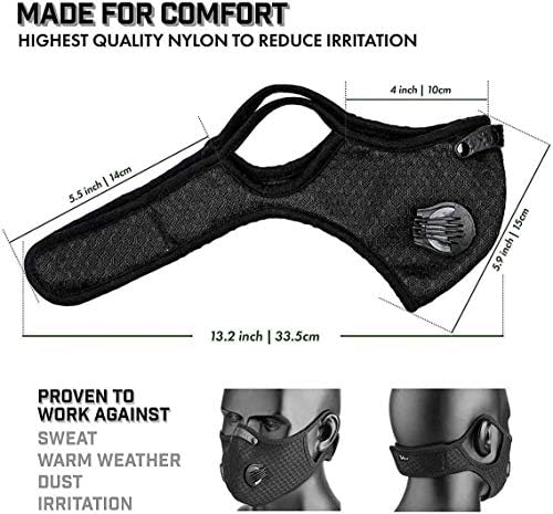 5 paketa Unisex podesivi višekratni perivi poklopac za zaštitu od prašine sa 10 karbonskih filtera i 10 ventila za disanje za biciklističku vožnju biciklizam Sport Na otvorenom Crni