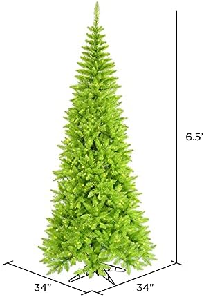 Vickerman 6,5 'Lime vitko umjetno božićno drvce, LED svjetla za lampice limete - lažna jela božićno drvo - sezonski unutarnji kućni
