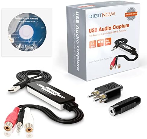 DigitNow! USB 2.0 Digital Audio Cartica za vinil zapise Win7 / 8 / 10and Mac OS, Audio Grabber za kasete za kasetu na MP3 pretvarač