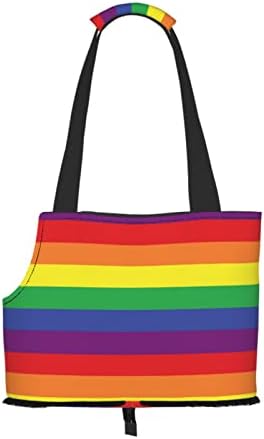 Meka jednostrana putna torba za kućne ljubimce LGBT-Rainbow-Pride-Stripes Prijenosna torbica za male pse/mačke