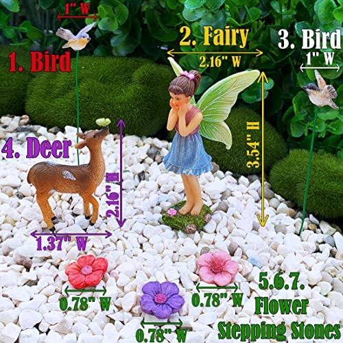 Fabol Bairy Garden - Minijaturni dodaci i figurinski komplet - jelen set od 7 kom - za vanjski ili kućni dekor