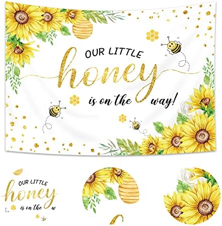 Imirell Honey Bee Baby ShoughtDrop 7Wx5h Noge Bumble Bee Rustic Suncokretorokreće seoska kuća Gold cvjetni poliester Tkanina Novorođenčad