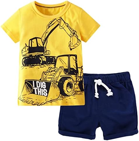 IjnUhb odjeća za dječake za djecu Crtić pamučna ljetna kratka rukava majica i šorc Dječija Odjeća Set 2-7 godina