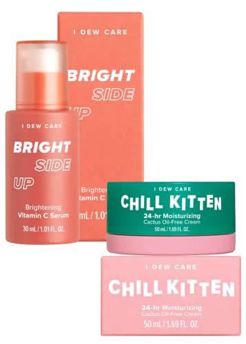 I dew CARE Bright Side Up Brightening & amp; hidratantni Serum vitamina C sa Niacinamidom + i Dew Care hidratantna krema za lice-Chill Kitten 1.69 Fl oz Bundle