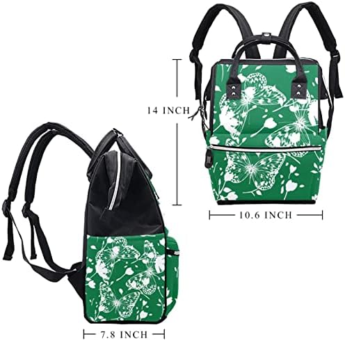 Guerotkr putni ruksak, vrećice za pelene, ruksak pelena, bijeli leptiri cvjetni cvijet zelena