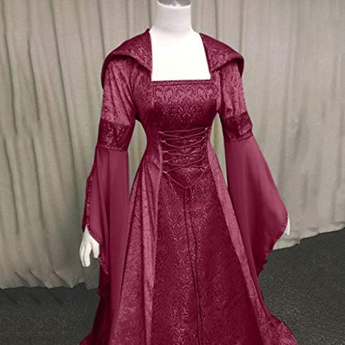 ZEFOTIM Medieval Witch Dress Vintage Hooded Witch Cloak Dress truba rukav Srednjovjekovna vjenčanica Halloween cosplay Dress