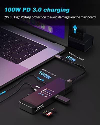 Dockcase Visual Smart USB C Hub sa HDMI portom 4K@60Hz, 100w PD power Delivery, 3 USB-a 5Gbps portova za prenos podataka, čitač SD/TF