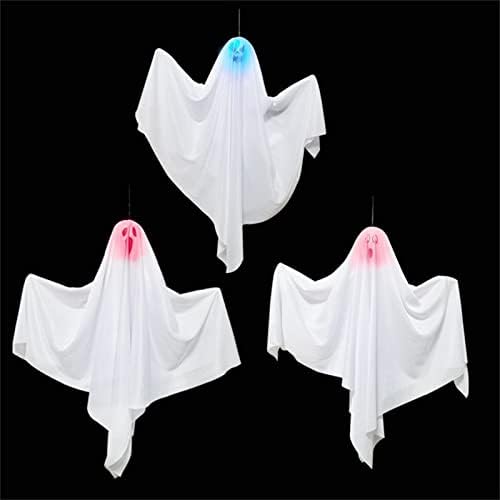 LIKESIDE Halloween Halloween Dekoracije za dom 1 Paket Light - up Halloween bijeli viseći ukrasi duhova, 27.5 in viseći za drveće,