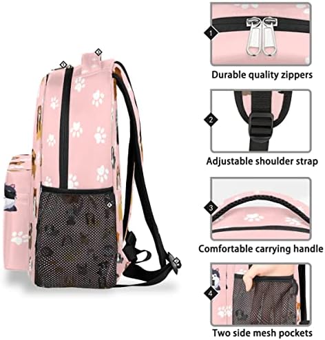 Pasfack za djevojke, slatke pse šape ružičasti laptop ruksak vodootporan školski školski školski torba za knjige računalne torbe za planinarenje kampiranje rucksack daypack torba za rame za žene tinejdžersko planinarenje