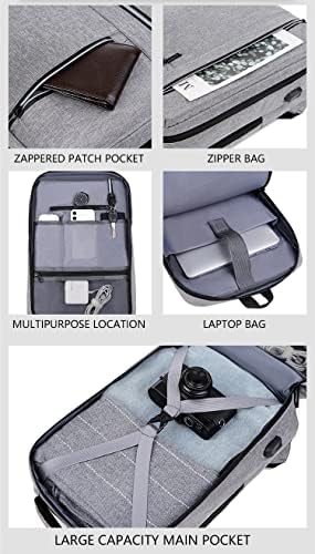 Plonmzil Business Travel Backpack, sa USB punjenjem porta i prozračnim jastučićem, za 15,6 inčni laptop