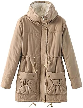 Ženski zadebljani kaput srednje duljina čvrsta boja zimska runo obložena postolja ovratnik snježna kaput jakna s džepovima