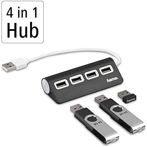 Hama 00200119 eksterni 4-Port USB 2.0 čvorište, USB pogon, Crna