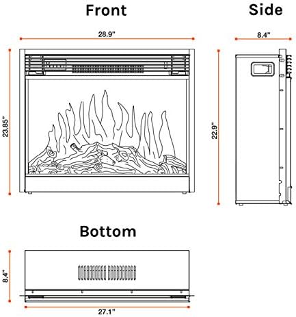 e-Flame USA Vermont električni kamin umetak sa daljinskim upravljačem - 3-D efekti i pucketanje vatre