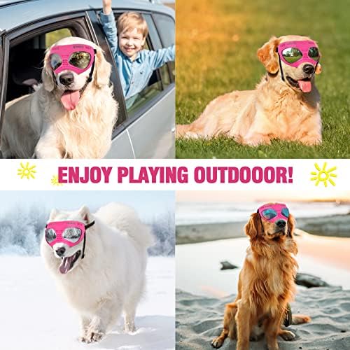 Naočale za pse, naočale za pse za pse za pse velike pasmine, vjetrove, vodootporne i izdržljive, UV sunčane naočale s podesivim kaiševima,