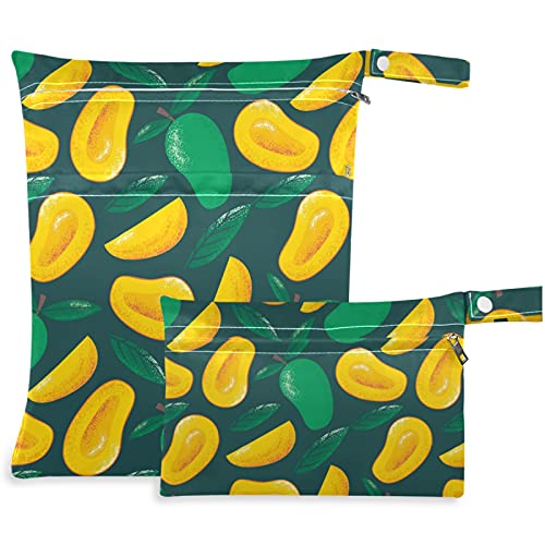 visesunny Tropical Mango 2kom mokra torba sa džepovima sa patentnim zatvaračem periva prostrana torba za pelene za višekratnu upotrebu