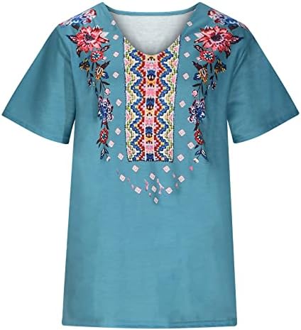 Ženska majica Jesen Ljetna odjeća Trendy kratki rukav pamuk V izrez cvjetna grafička salon majica za dame