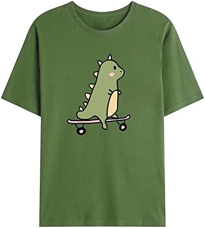 Muškarci Ležerne prilike kratkih rukava Unisex modni ljetni vrhovi slatki dinosaur Print okrugli vrat Pulover majice