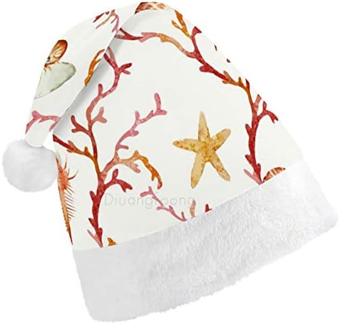 Božić Santa šešir, okean Shell Starfish Božić Holiday šešir za odrasle, Unisex Comfort Božić kape za Novu godinu svečani kostim Holiday