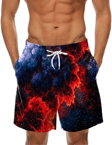 ZDDO MENS Havajska ploča Shorts Summer Prozračni odmor Swim Trunks Street Flame Digital Print Casual Beach Hlače