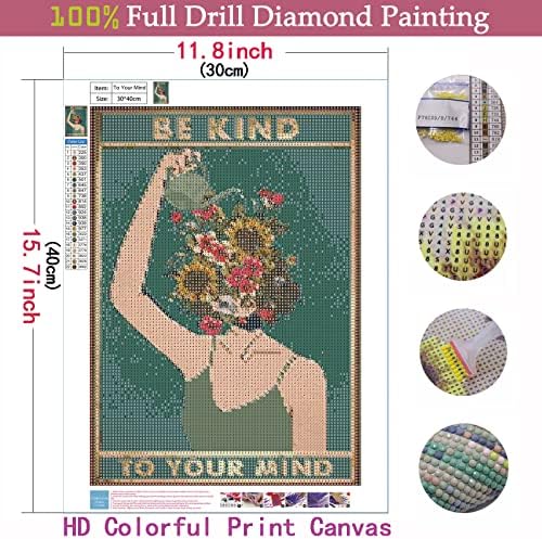5d DIY dijamantski setovi za oslikanje za odrasle djevojke cvijeće Dijamantno vezenje Budite ljubazni prema vašem umu Poster Odrasli