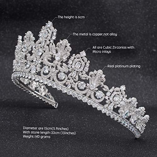 Sepbridals klasični kubni cirkonij CZ vjenčanje Bridal Luksemburg Tiara Crown Diadem ženski dodaci za kosu HG027