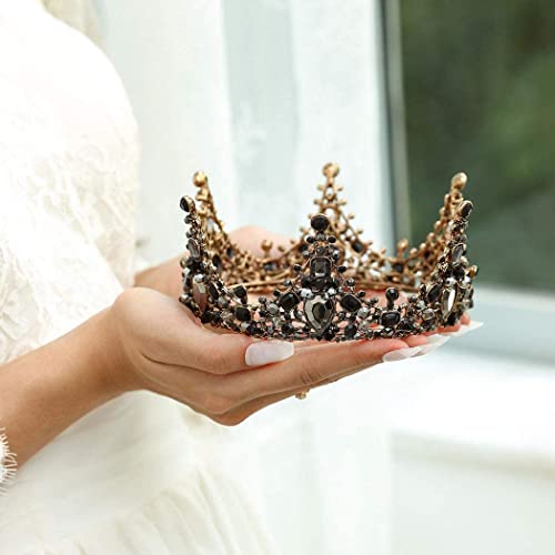 Bmirth Baroque Balck vjenčana kruna vještački dijamant vjenčane krune i tijare Crystal Bride Crown Prom kostimirana zabava Dodaci