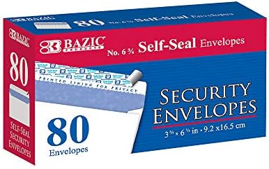 BAZIC security self pečat koverta 3 5/8 x 6 1/2 6, bez prozora nijansa obrazac mailing koverte,, 1-Pack