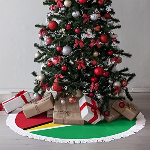 Gvajana Flag Christmas Mat Skirt Osnovni poklopac s resilicama za odmor za odmor Xmas Dekoracija 48 x48