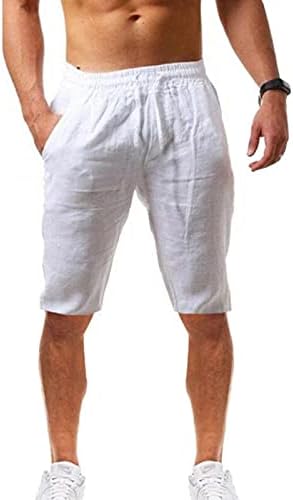 Muške lanene kratke hlače Casual elastični struk vezice ljetne kratke hlače za plažu s džepovima lagani hipi šorc za jogu