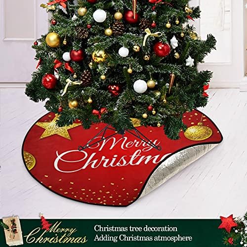 Sretan božićni stablo prostirke vodootporne stalke za stalke Mat tepih ispod božićnog drvca za zaštitnika za šljokicu od tvrdog drveta