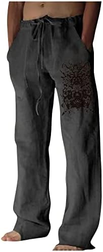 Dudubaby joga hlače za muškarce labave ležerne pamučne pantalone od punog boja elastična kravata ispisane ravne hlače