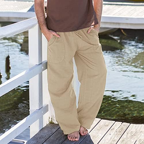 Muške široke noge pamučne pantalone casual elastične struk ljetne plaže joga hlače lagane dukseve sa džepovima