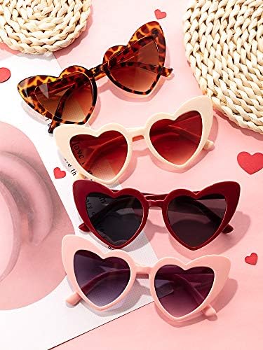 4 para sunčanih naočara u obliku srca naočare Vintage naočare za sunce za mačje oko Mod stil Retro naočare sa 4 komada naočare tkanina