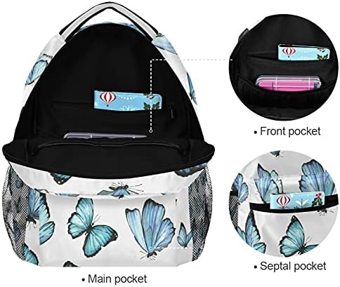 Xigua Blue Butterfly ruksaci vodootporni Laptop Casual Daypack Tablet putni ruksak Školska torba sa više džepova