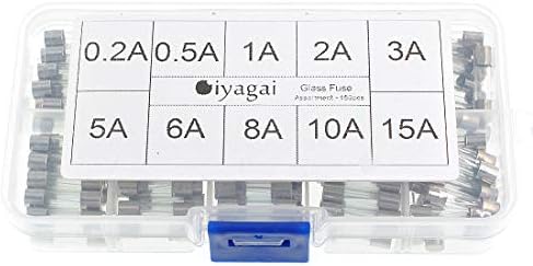 Oiyagai 150pcs brzo pušenje staklene osigurače Brzo puhanje staklene cijevi osigurači asortirani komplet AMP, 10 vrijednosti