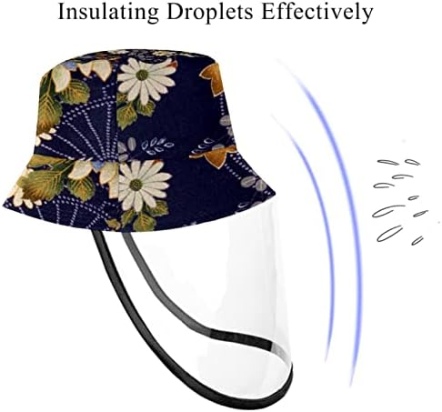 Zaštitni šešir za odrasle sa štitnikom za lice, ribarski šešir protiv sunčeve kape, japanska cvjetna umjetnost Chrysanthemum vintage