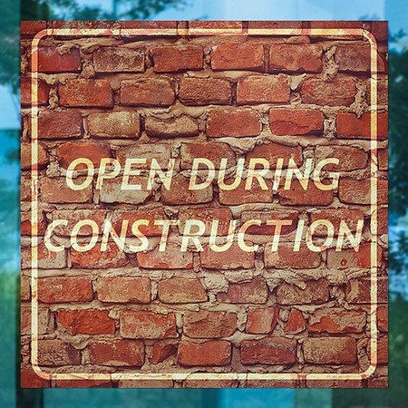 CGsignLab | Otvoreno za vrijeme izgradnje -Host stare opeke prozor Cling | 8 x8