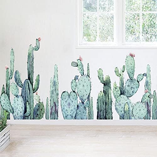 Cactus zidne naljepnice, zelene biljne kaktusne naljepnice za zidni dekor ogledala, umjetnički Murali od vinilne kore i štapa koji
