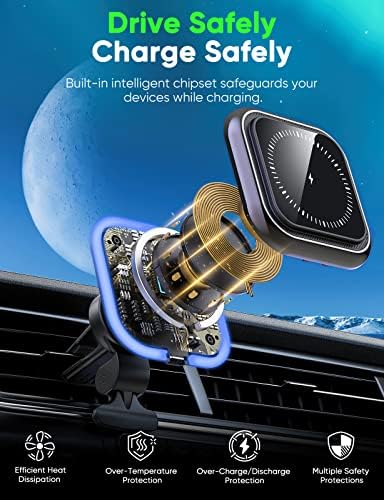 Magnetic Wireless Car Charger, wireless Charger car Vent Mount za 15w brzo punjenje, Mag-Safe držač za automobilski Telefon, 45W USB