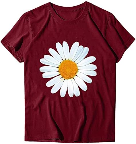 Ljetne majice za žene 2023, ženske kratke rukave bluza Daisy Floral Print osnovne ljetne široke majice