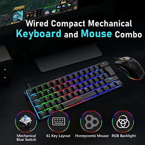 Mehanički Gaming tastatura i miš i miš Bungee držač kabla sa hroma pozadinskim osvetljenjem puni Anti-ghosting 61Key programabilni