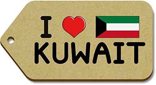 Azeeda 10 x veliki' Volim Kuvajt ' drveni poklon oznake