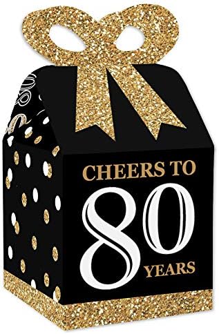 Velika tačka sreće 80. rođendan za odrasle-zlato - kvadratne poklon kutije-mašne za rođendanske zabave - Set od 12 komada