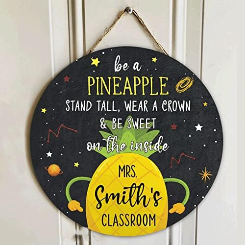 Nazenti personalizirani učiteljski znakovi - prilagođeni učitelj znakov za vrata od ananasa, znakovni znak vrata, nazad u školsku